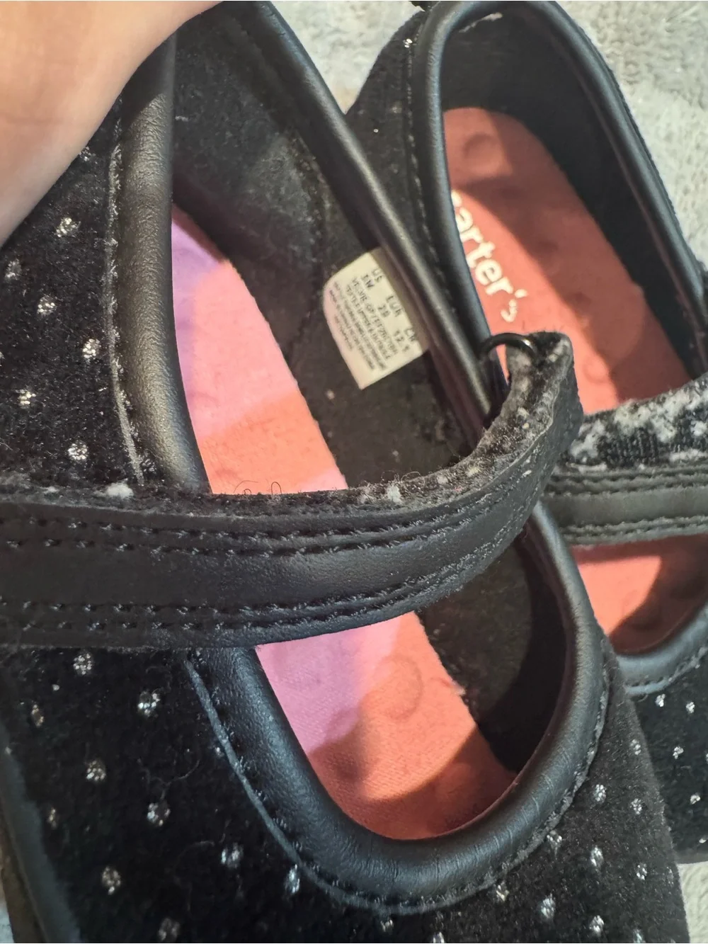 Carter's Black Mary Jane Shoes with Pink Insole and Sparkle